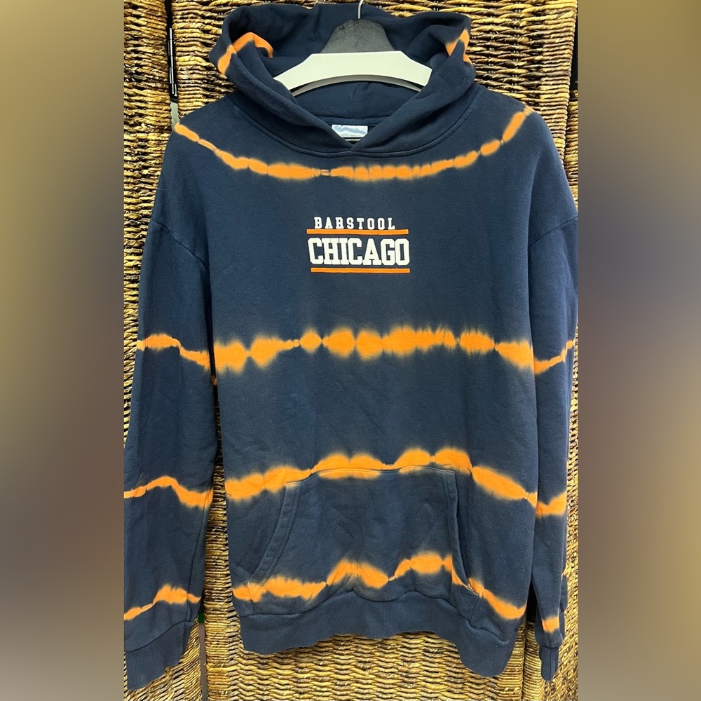 Barstool Sports- Chicago Tie-Dye Hoodie, Blue/Orange- Large‎